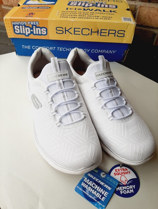 Skechers Shoes - Skechers Off White Slip-ins Memory Foam Sneakers